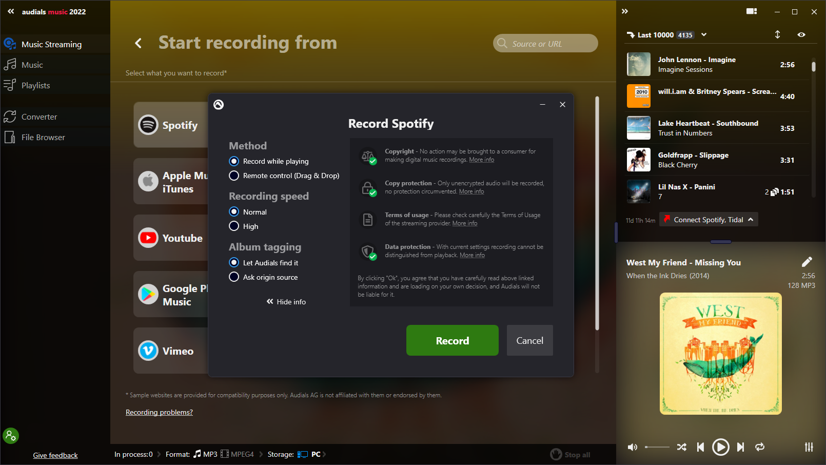 Recorder for Music Streaming Including Audio Converter